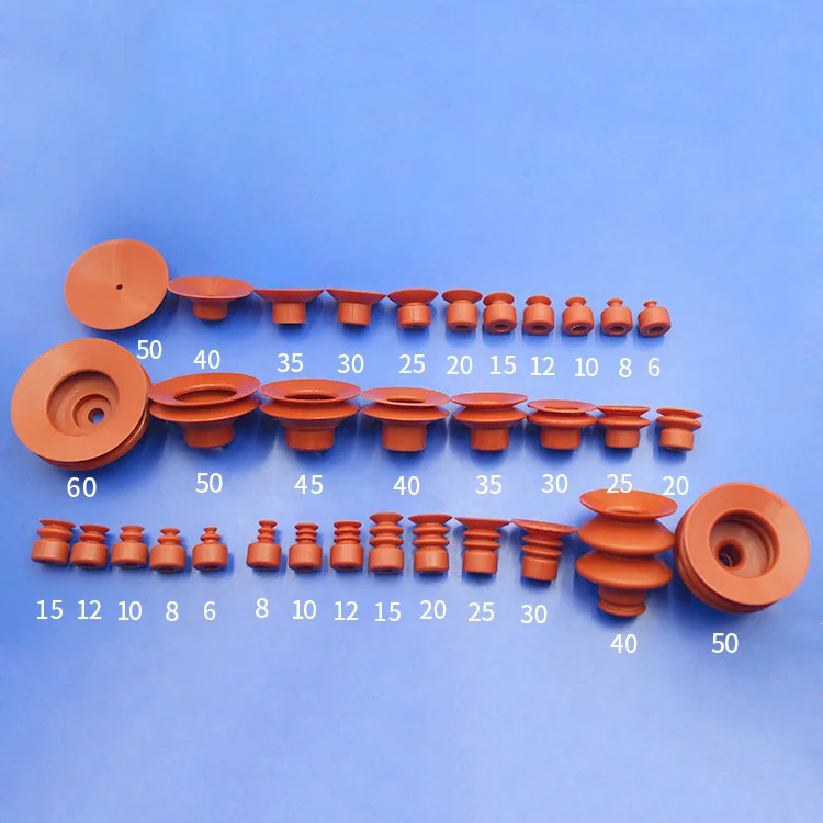 Standard Sizes Stock SMC Rubber Pneumatic Bellow Vacuum Cups Silicone Suction Cups - 图片 5